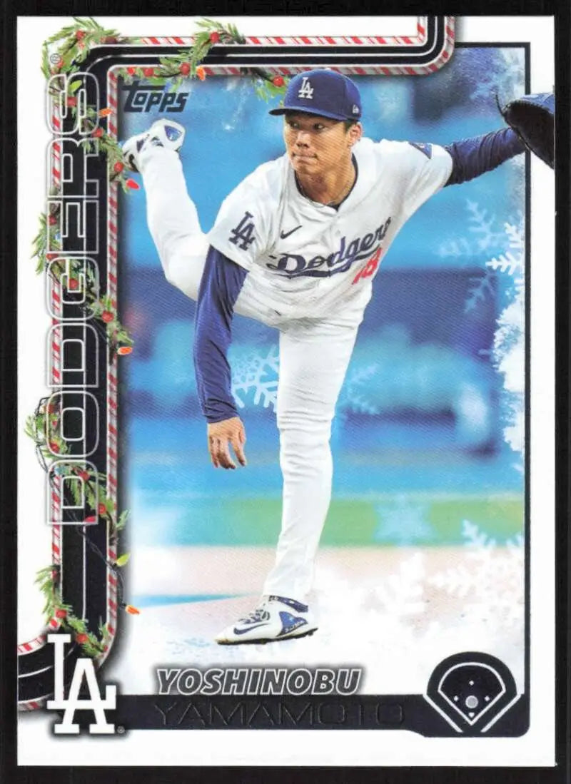 2025 Topps Holiday #H159 Yoshinobu Yamamoto NM-MT Los Angeles Dodgers Baseball Card - Baseball Card Single
