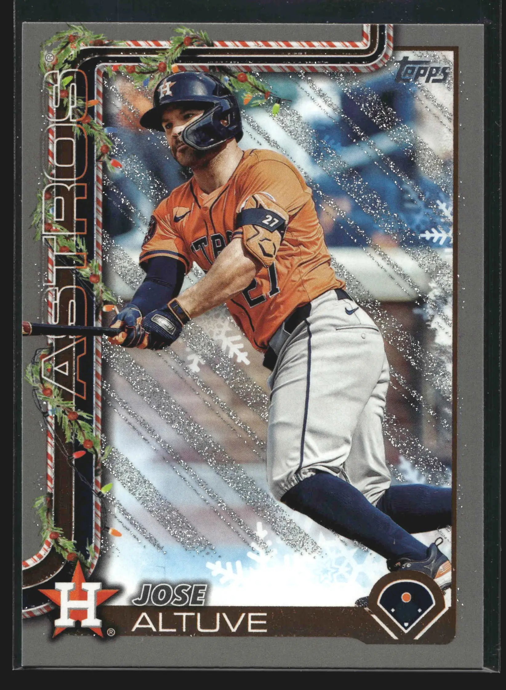 2025 Topps Holiday #H163 Jose Altuve Silver Glitter Houston Astros