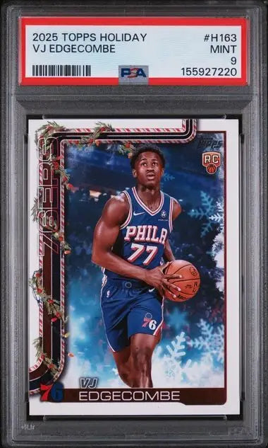 2025 Topps Holiday #H163 VJ Edgecombe RC PSA 9 - Basketball Card Single