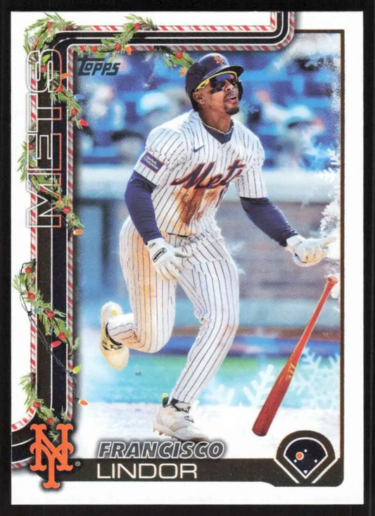 2025 Topps Holiday #H171 Francisco Lindor NM-MT New York Mets Baseball Card - Baseball Card Single