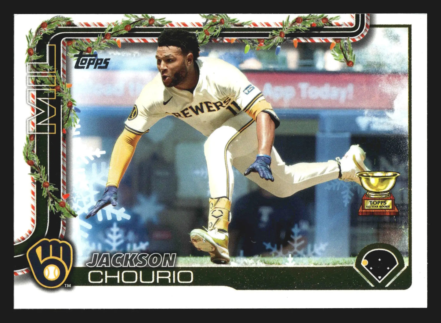 2025 Topps Holiday #H182 Jackson Chourio All-Star Rookie Cup Milwaukee Brewers - Baseball Card Single