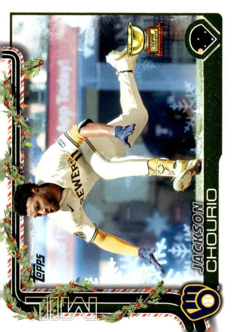 2025 Topps Holiday #H182 Jackson Chourio NM-MT Milwaukee Brewers Baseball Card - Baseball Card Single