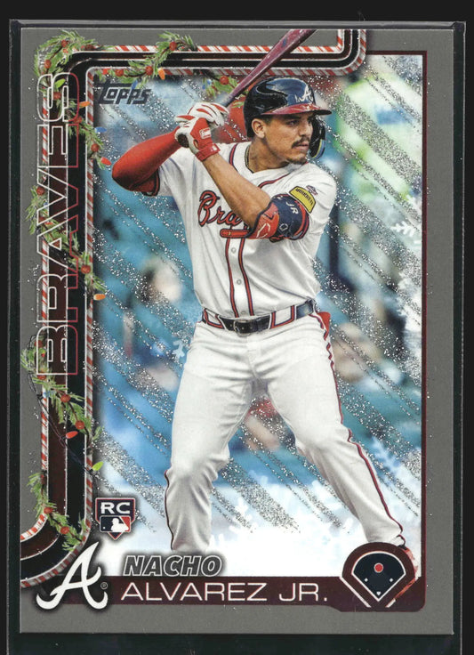 2025 Topps Holiday #H183 Nacho Alvarez Jr RC Silver Glitter Atlanta Braves - Baseball Card Single