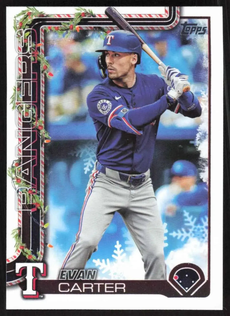 2025 Topps Holiday #H2 Evan Carter NM-MT Texas Rangers Baseball Card - Baseball Card Single