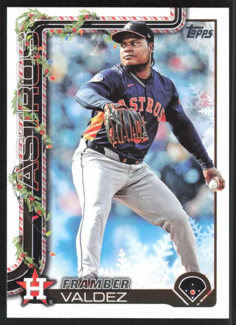 2025 Topps Holiday #H24 Framber Valdez NM-MT Houston Astros Baseball Card - Baseball Card Single