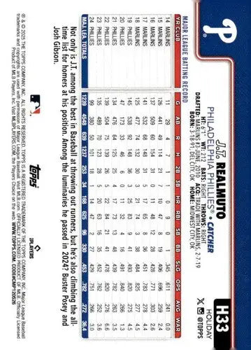 2025 Topps Holiday #H33 J.T. Realmuto NM-MT Phillies ID:79848 - Baseball Card Single