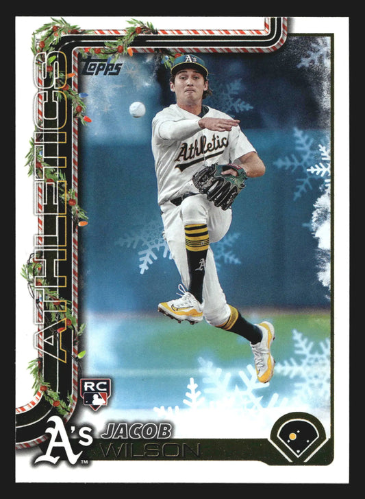 2025 Topps Holiday #H4 Jacob Wilson Athletics RC - Baseball Card Single
