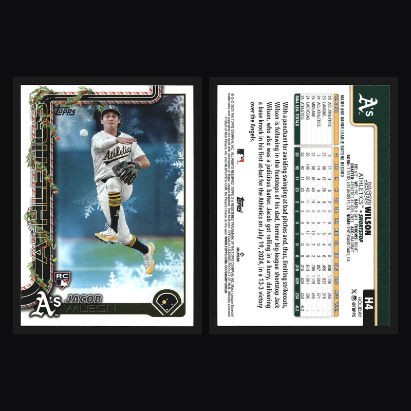 2025 Topps Holiday #H4 Jacob Wilson Athletics RC - Baseball Card Single