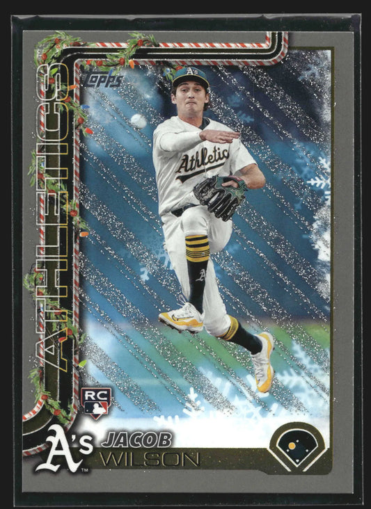 2025 Topps Holiday #H4 Jacob Wilson Athletics RC Silver Glitter - Baseball Card Single