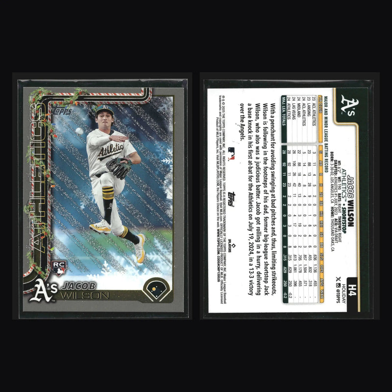 2025 Topps Holiday #H4 Jacob Wilson Athletics RC Silver Glitter - Baseball Card Single