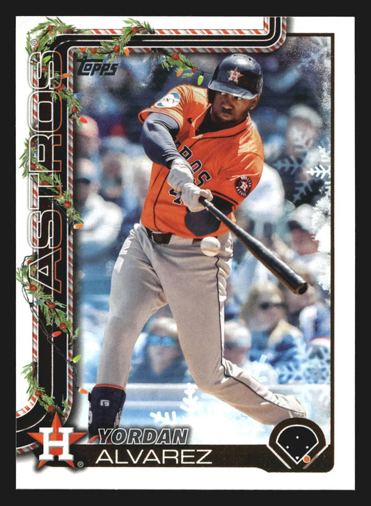 2025 Topps Holiday #H44 Yordan Alvarez Astros Snowflake Back - Baseball Card Single