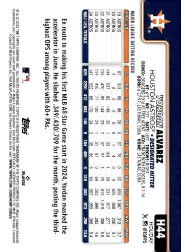 2025 Topps Holiday #H44 Yordan Alvarez NM-MT Astros ID:79857 - Baseball Card Single