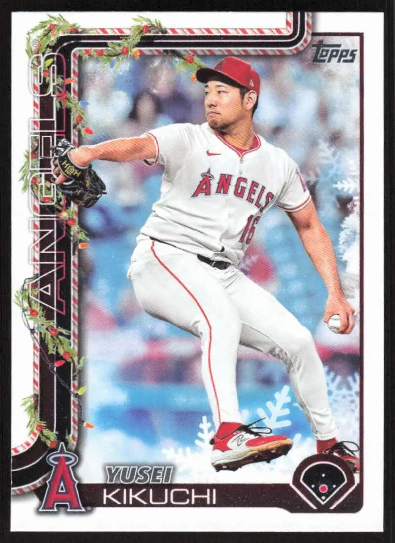 2025 Topps Holiday #H59 Yusei Kikuchi NM-MT Los Angeles Angels Baseball Card - Baseball Card Single