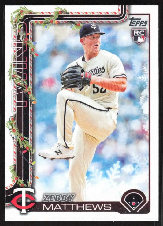 2025 Topps Holiday #H68 Zebby Matthews NM-MT RC Rookie Minnesota Twins Baseball Card - Baseball Card Single
