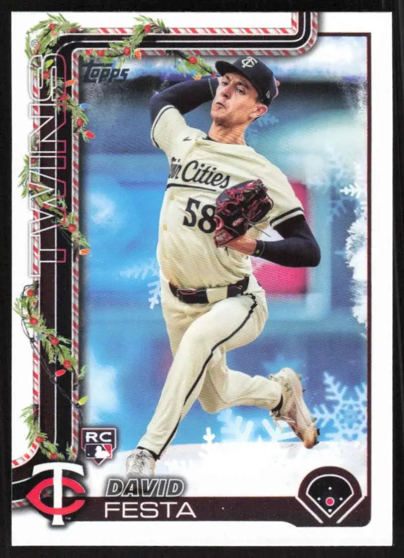 2025 Topps Holiday #H78 David Festa NM-MT RC Rookie Minnesota Twins Baseball Card - Baseball Card Single