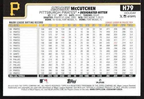 2025 Topps Holiday #H79 Andrew McCutchen NM-MT Pirates ID:79882 - Baseball Card Single