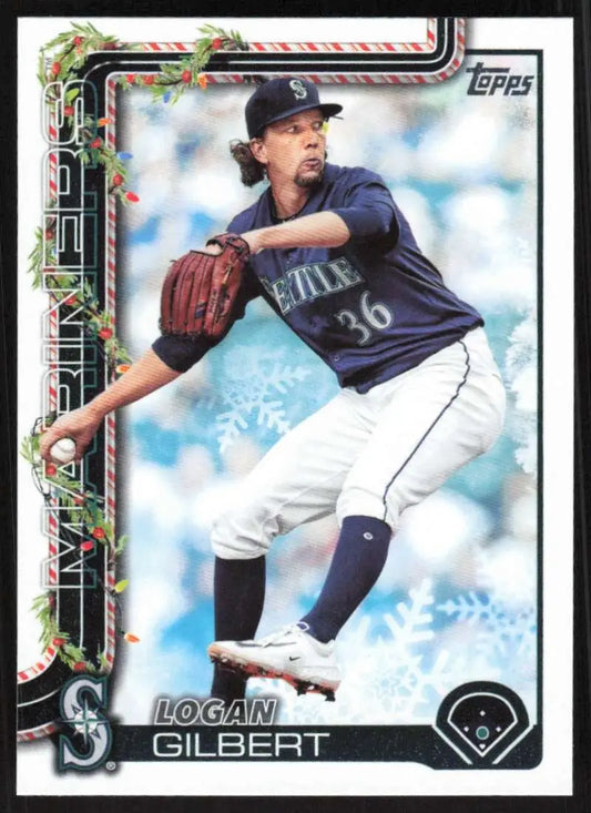 2025 Topps Holiday #H83 Logan Gilbert NM-MT Seattle Mariners Baseball Card - Baseball Card Single