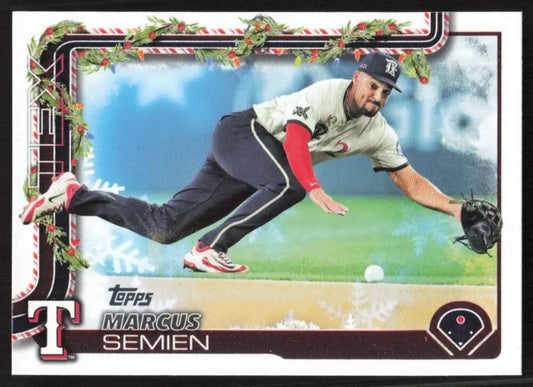 2025 Topps Holiday #H9 Marcus Semien NM-MT Texas Rangers Baseball Card - Baseball Card Single
