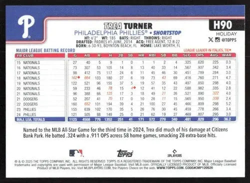 2025 Topps Holiday #H90 Trea Turner NM-MT Phillies ID:80573 - Baseball Card Single
