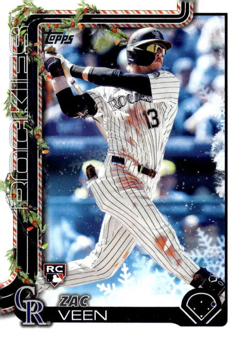 2025 Topps Holiday #H92 Zac Veen NM-MT RC Rookie Colorado Rockies Baseball Card - Baseball Card Single