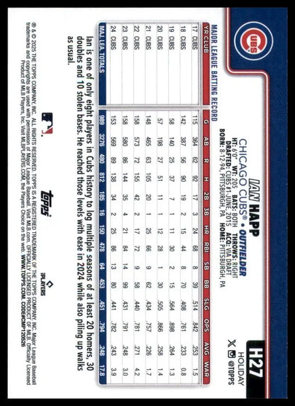 2025 Topps Holiday Ian Happ #H27 Chicago Cubs Baseball Card MLB Sports - Baseball Card