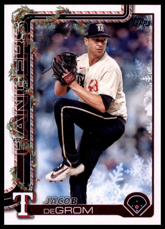 2025 Topps Holiday Jacob deGrom #H196 Texas Rangers Baseball Card MLB Sports - Baseball Card