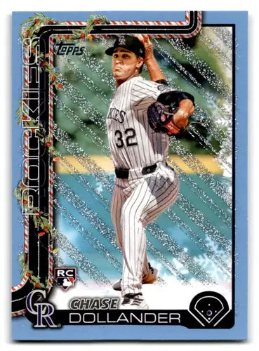 2025 Topps Holiday Light Blue and White Glitter Holiday #H130 Chase Dol ID:79805 - Baseball Card Single