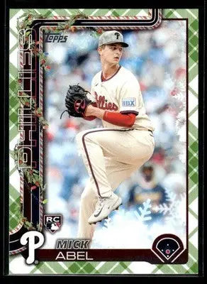 2025 Topps Holiday Mick Abel #H111 Green Holiday Plaid RC Philadelphia Phillies