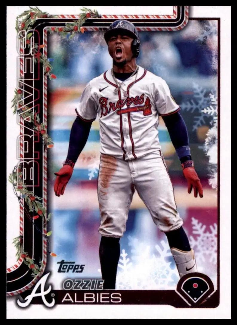 2025 Topps Holiday Ozzie Albies #H36 Atlanta Braves Baseball Card MLB Sports - Baseball Card Single