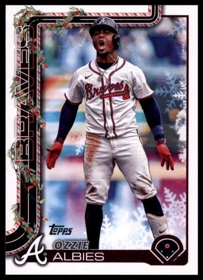 2025 Topps Holiday Ozzie Albies #H36 Atlanta Braves Baseball Card MLB Sports - Baseball Card
