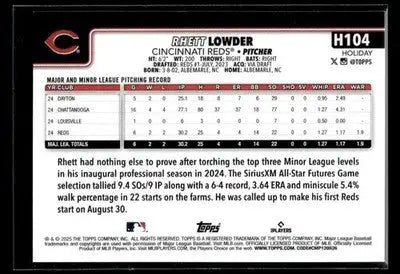 2025 Topps Holiday Rhett Lowder #H104 RC Cincinnati Reds