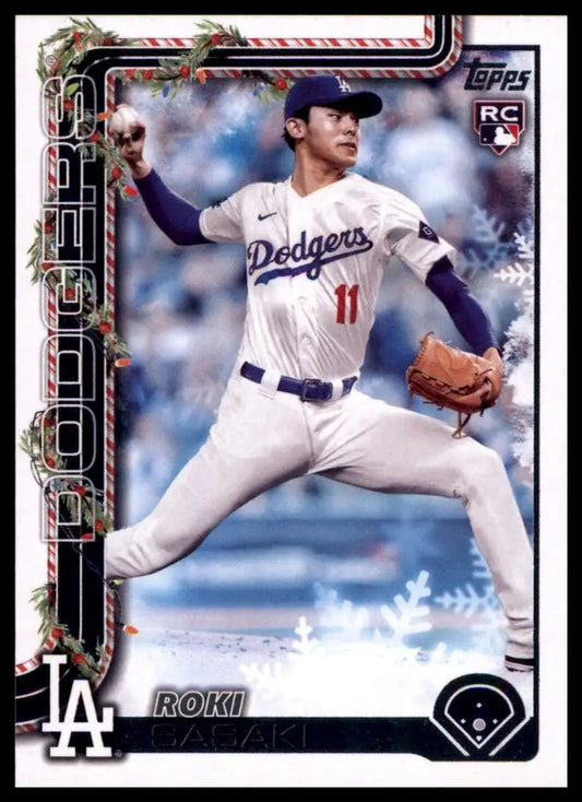 2025 Topps Holiday Roki Sasaki Rookie #H23 Los Angeles Dodgers Baseball Card MLB - Baseball Card