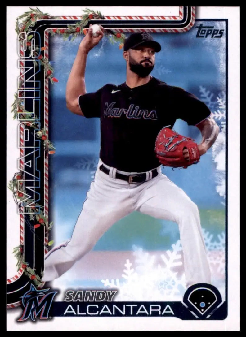 2025 Topps Holiday Sandy Alcantara #H144 Miami Marlins Baseball Card MLB Sports