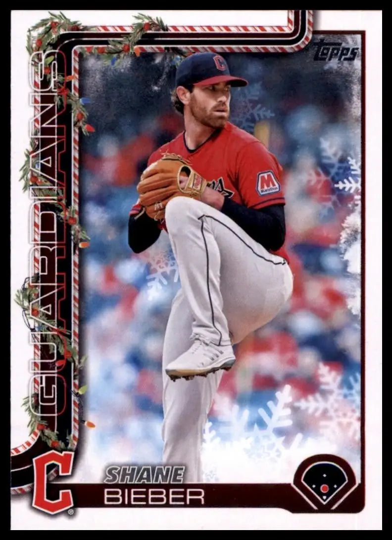 2025 Topps Holiday Shane Bieber #H95 Cleveland Guardians Baseball Card MLB Sport - Trading Cards