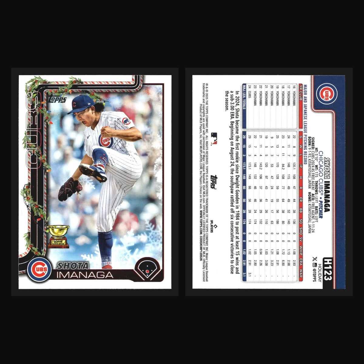 2025 Topps Holiday Shota Imanaga #H123 Chicago Cubs - Baseball Card Single