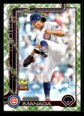 2025 Topps Holiday Shota Imanaga #H123 Green Holiday Plaid Chicago Cubs