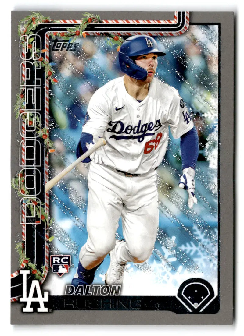 2025 Topps Holiday Silver Glitter Dalton Rushing RC #H105 Los Angeles Dodgers - Baseball Card Single