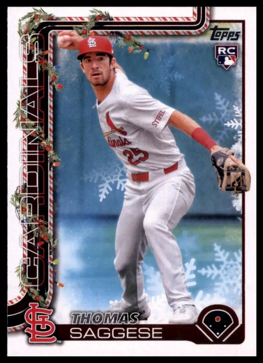 2025 Topps Holiday Thomas Saggese Rookie #H187 St Louis Cardinals Baseball Card - Baseball Card