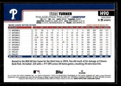 2025 Topps Holiday Trea Turner #H90 Philadelphia Phillies
