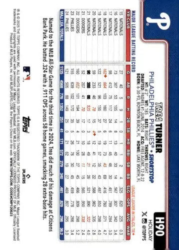 2025 Topps Holiday Variation SP #H90 Trea Turner NM-MT Phillies ID:80548 - Baseball Card Single