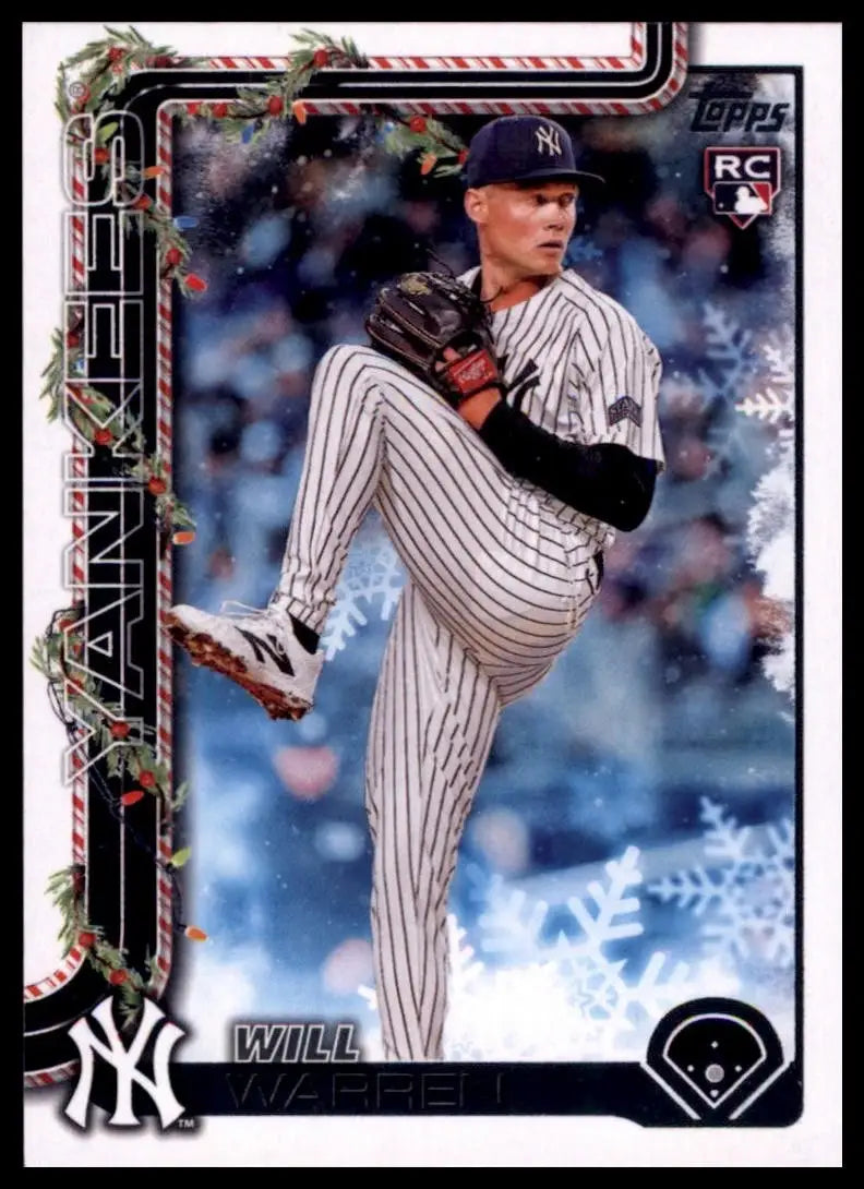 2025 Topps Holiday Will Warren Rookie #H16 New York Yankees Baseball Card MLB - Baseball Card Single