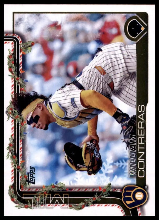 2025 Topps Holiday William Contreras #H21 Milwaukee Brewers Baseball Card MLB - Baseball Card Single