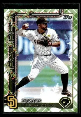 2025 Topps Holiday Xander Bogaerts #H65 Green Holiday Plaid San Diego Padres