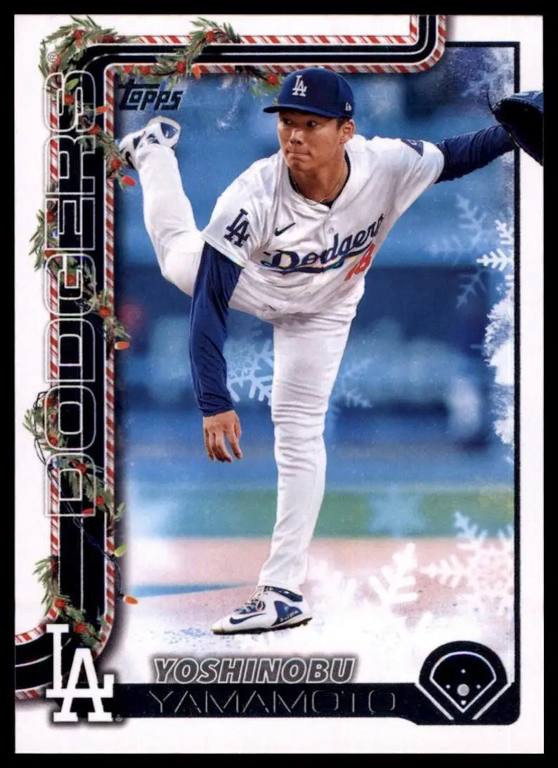 2025 Topps Holiday Yoshinobu Yamamoto #H159 Los Angeles Dodgers Baseball Card - Baseball Card