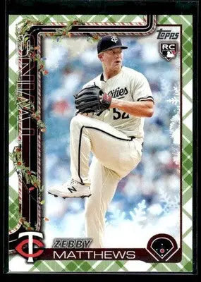 2025 Topps Holiday Zebby Matthews #H68 Green Holiday Plaid RC Minnesota Twins