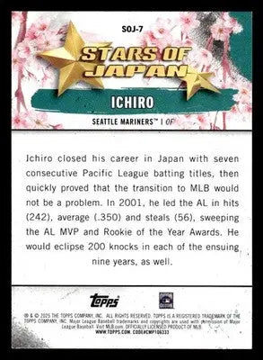 2025 Topps Ichiro #SOJ-7 Stars of Japan Seattle Mariners - Baseball Card Single