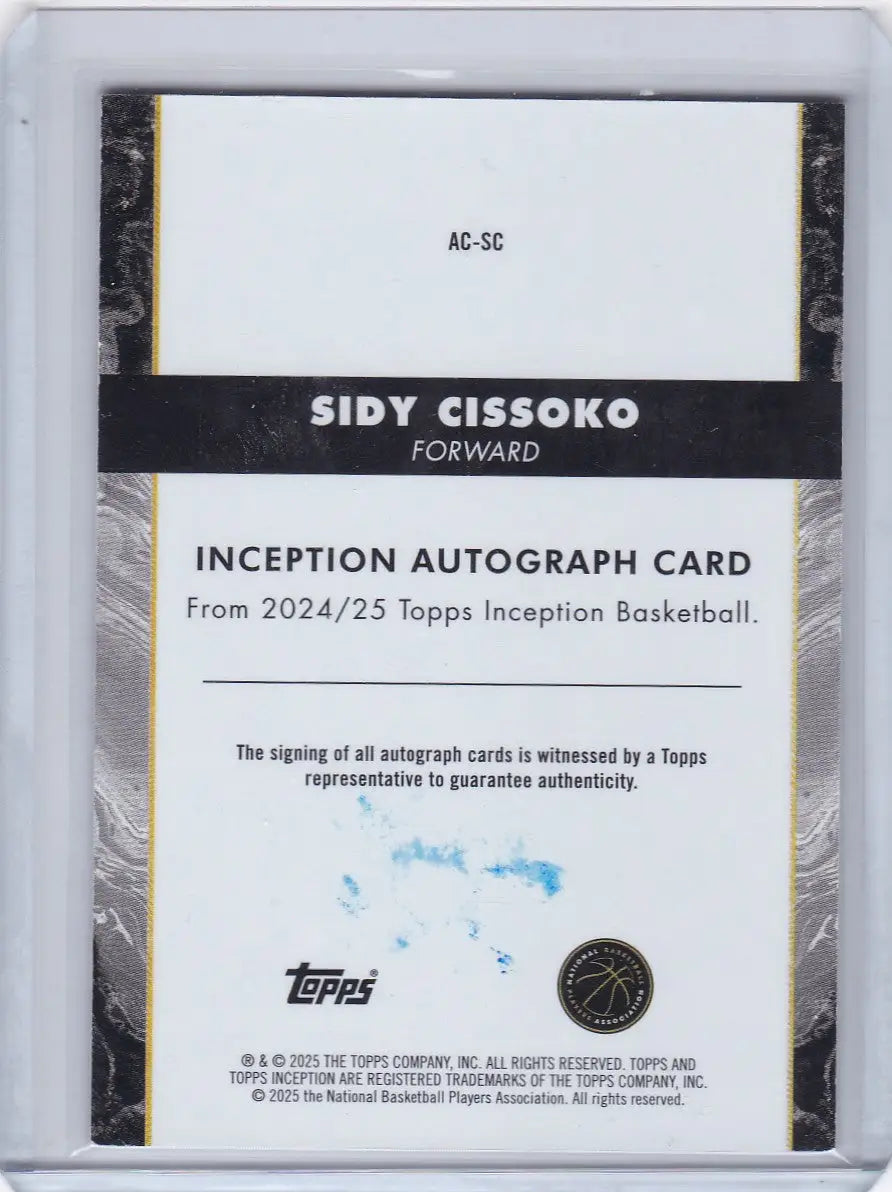 Sidy Cissoko auto card 2025 Topps Inception Portland Trail Blazers 62/99