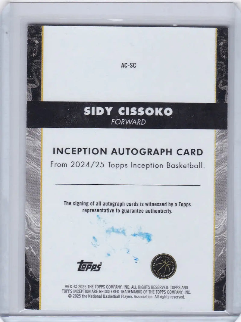 Sidy Cissoko auto card 2025 Topps Inception Portland Trail Blazers 62/99