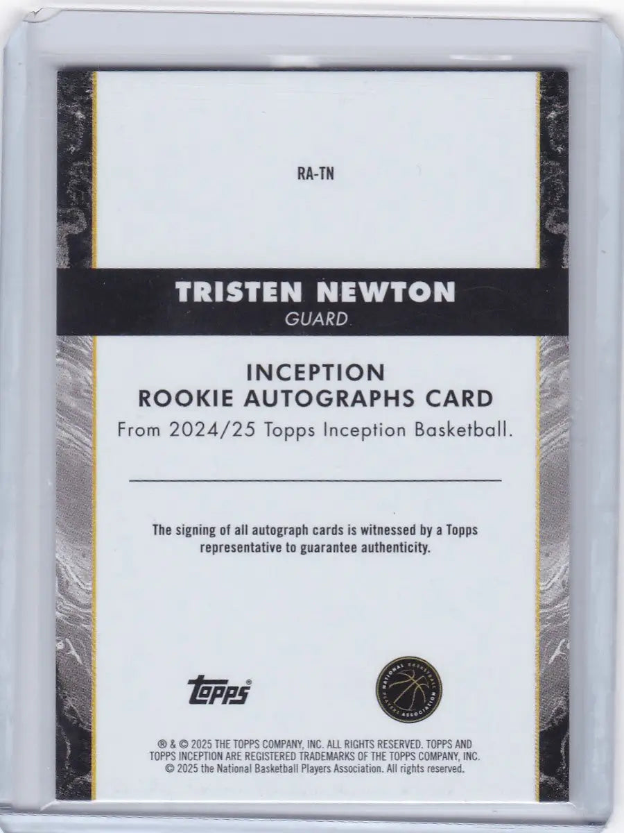 2025 Topps Inception Tristen Newton Rookie Autographs Card Indiana Pacers