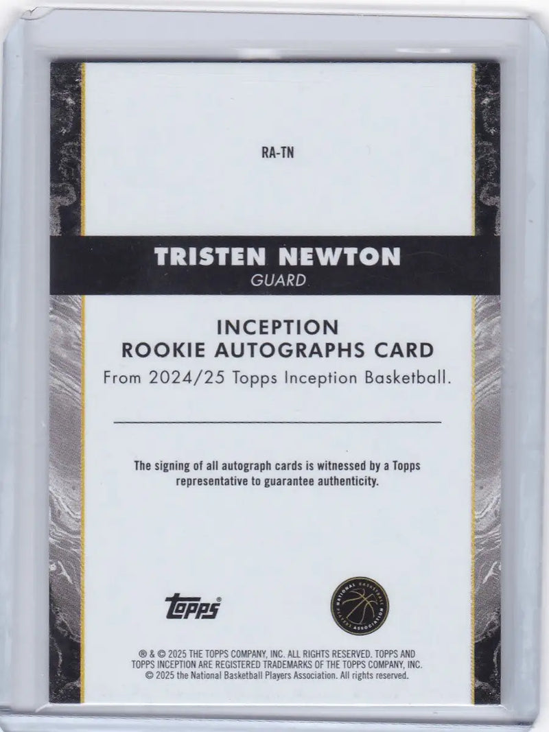 2025 Topps Inception Tristen Newton Rookie Autographs Card Indiana Pacers